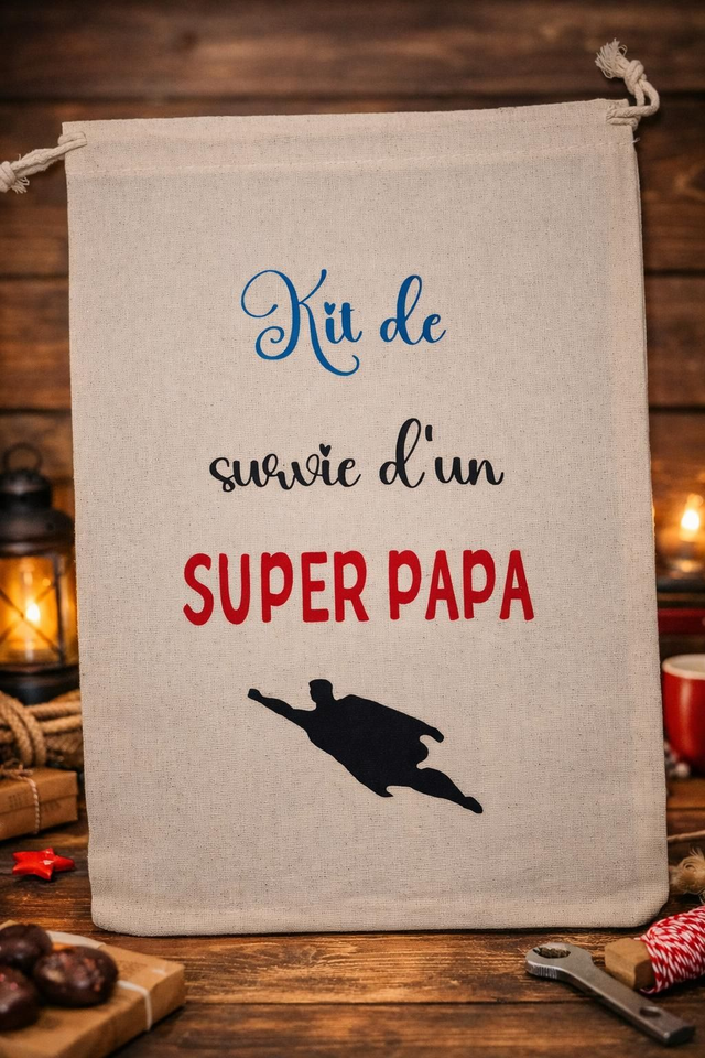 Sac “Kit de survie d’un super papa” – Cadeau original pour papa