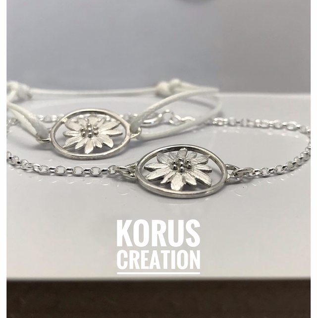 Bracelet Edelweiss sur chaîne jaseron