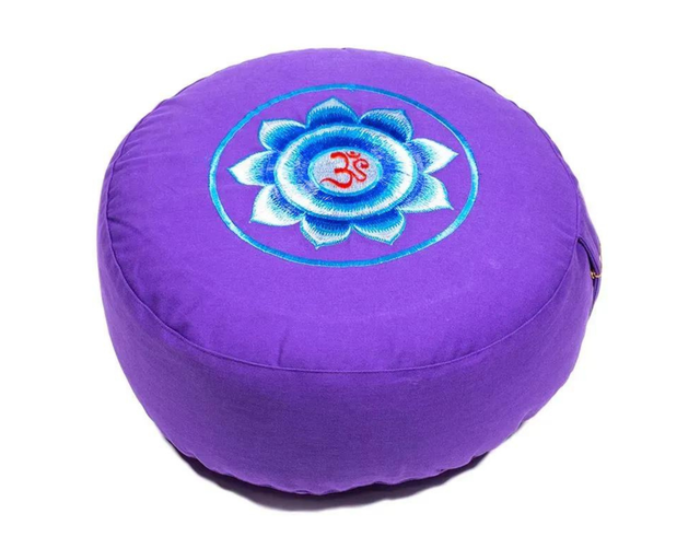 Coussin de méditation violet Om