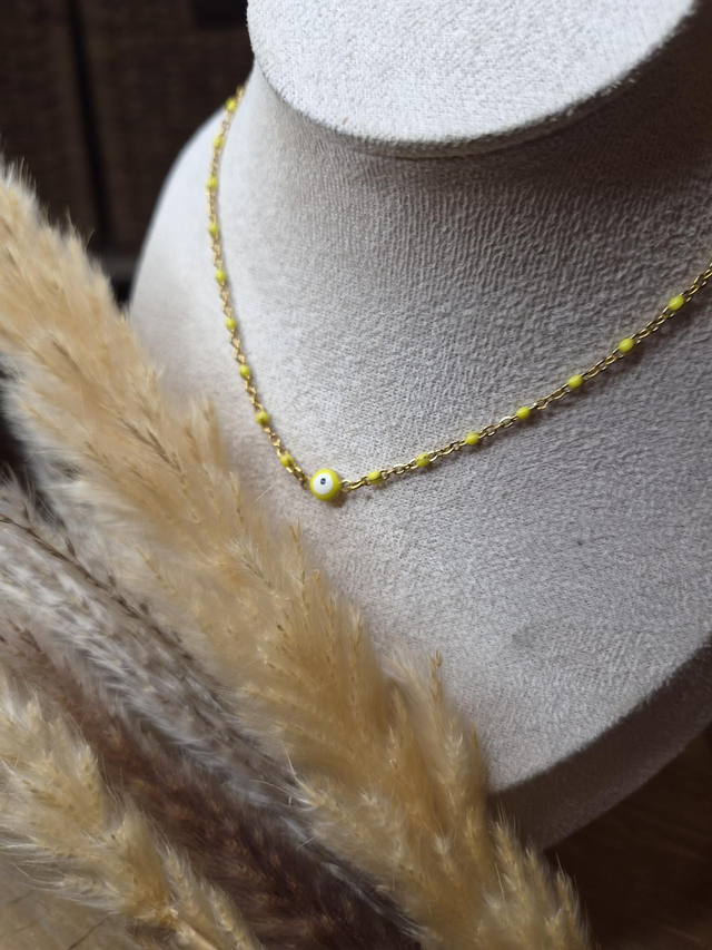 Collier "Oeil" - Modèle doré et jaune