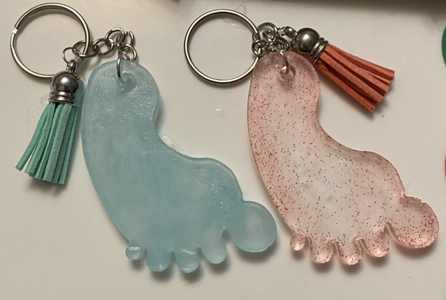 Resin baby foot key ring