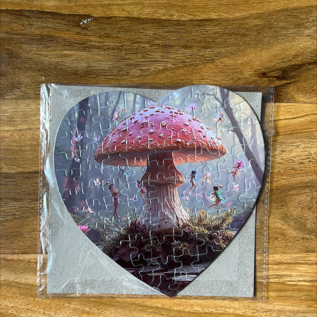Heart shaped limited fairy mushroom jigsaw
