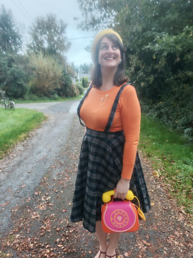 Jupe en laine/tartan à bretelles