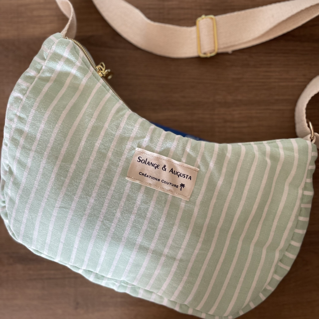 Sac baguette rayé vert 
