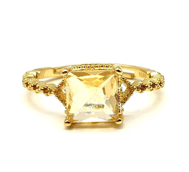 Bague Citrine argent 925 carrée
