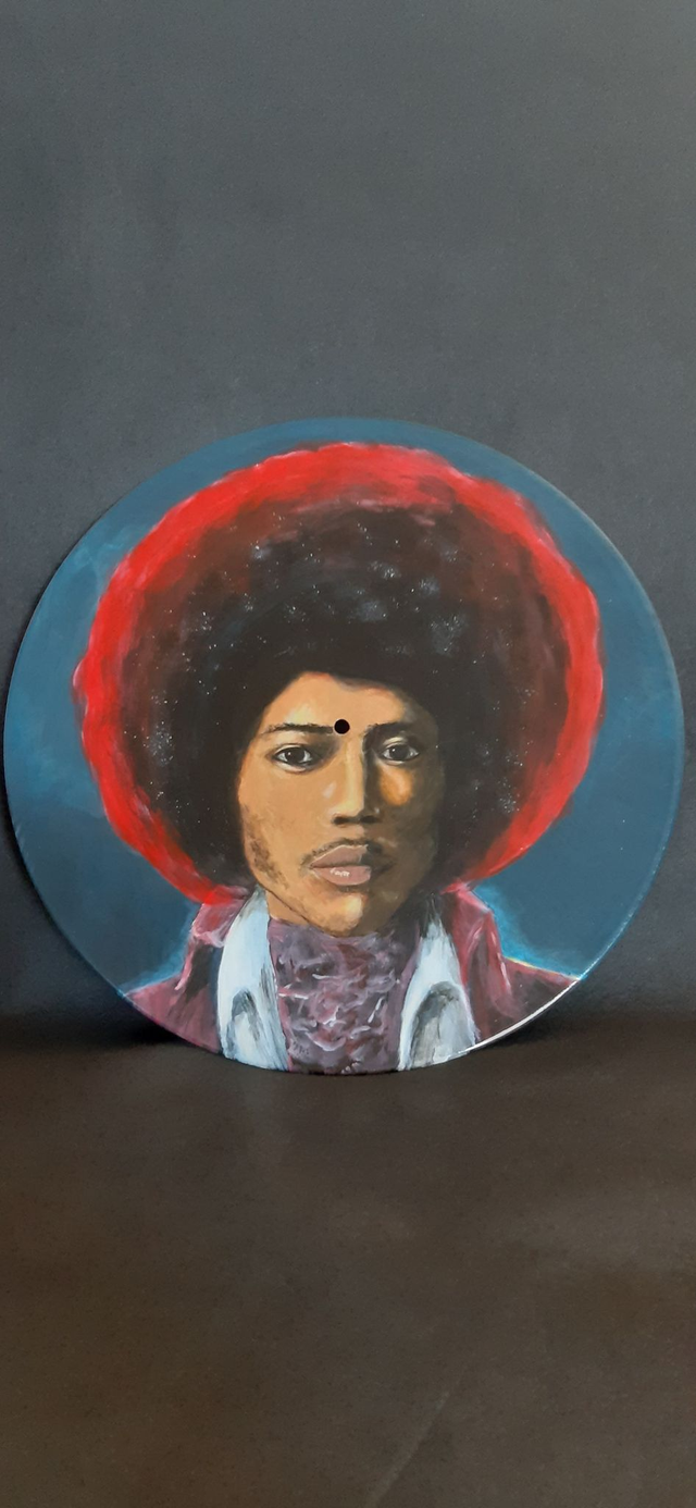 Disque vinyle custom déco visage Jimmy Hendrix "Both sides of the sky"