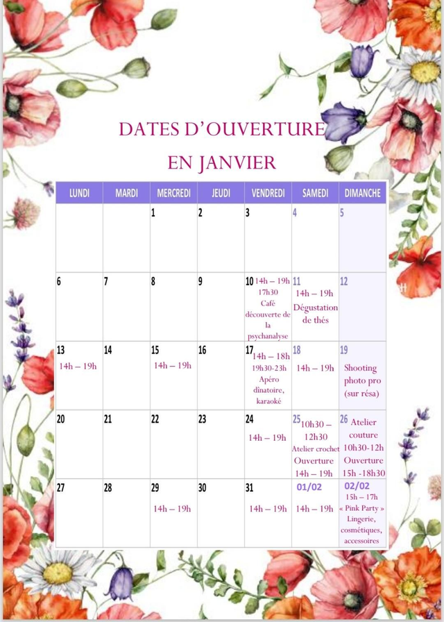 Planning de janvier 2025