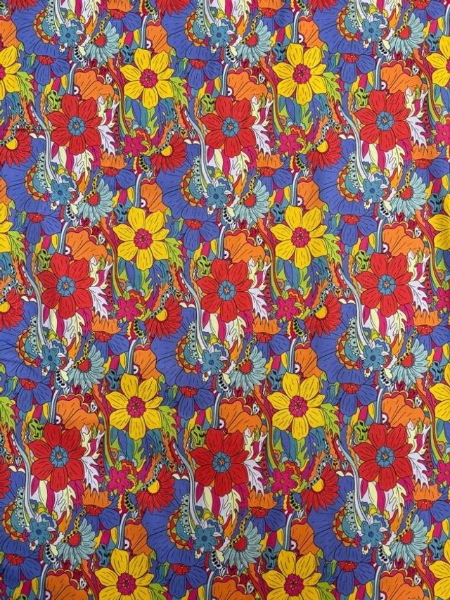 Red &amp; Blue Floral Cotton Sateen
