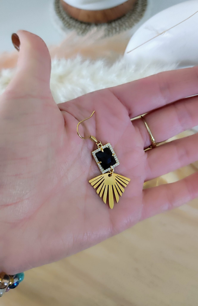 Boucles d'oreilles "Éclat" Obsidienne