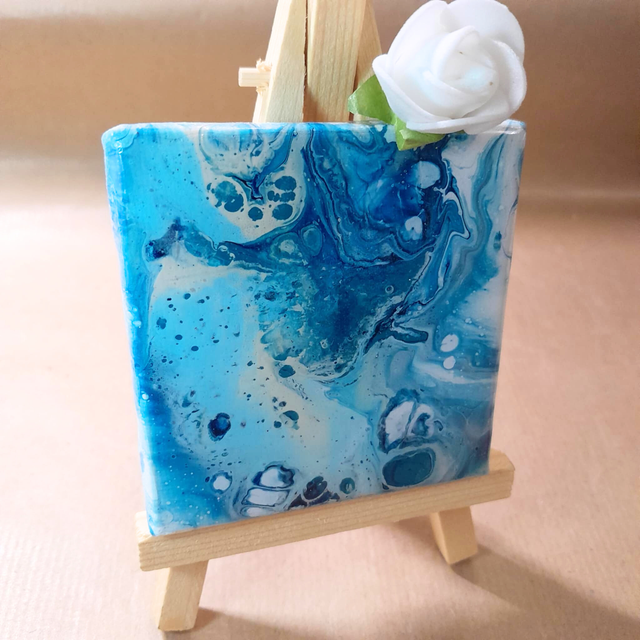 VAGUES APAISANTES - Mini-tableau - Peinture acrylique &amp; résine UV