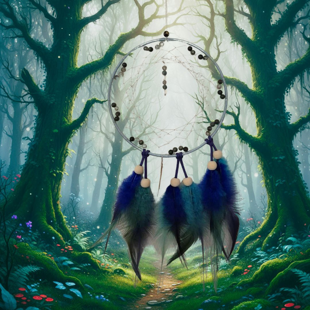 Attrape-Rêve en Agate Mousse et Cristal de Roche