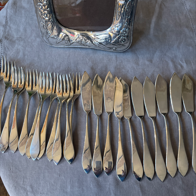 Fischbesteck versilbert 1950er Jahre 