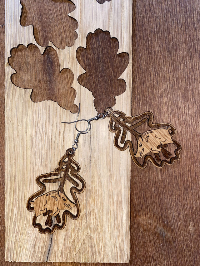 Boucles d'oreilles Sanglier Chêne