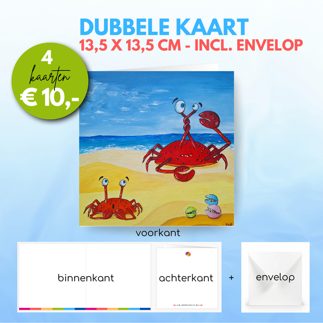 Krab in de knoop | Dubbele kaart incl. envelop
