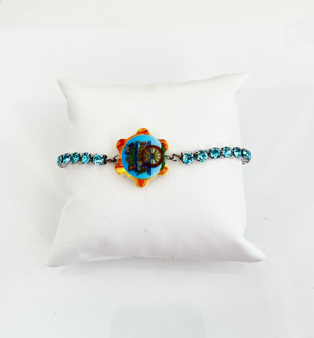 Bracciale Tennis con strass e Tamburello Siciliano in Ceramica