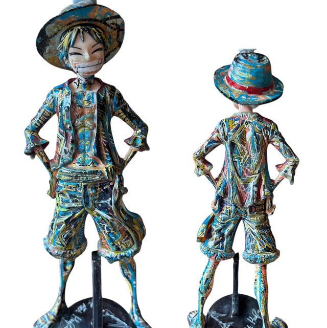 Figurine LUFFY  ONE PIECE 25 cm œuvre unique signée LM Art Honfleur