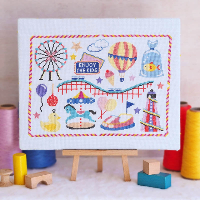 Funfair Cross Stitch Kit - Enjoy the Ride by Caterpillar Cross Stitch 