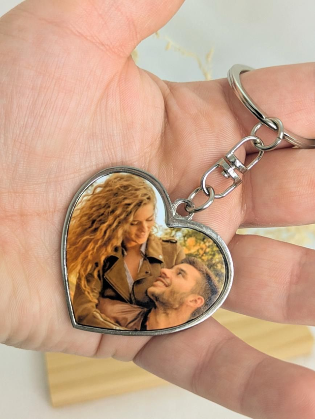 Porte clé cœur photo