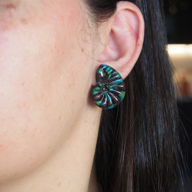 Boucles d&#039;oreilles coquillage spiralé