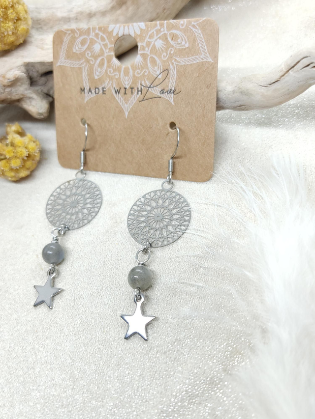 Boucles d'oreilles MAYA Labradorite