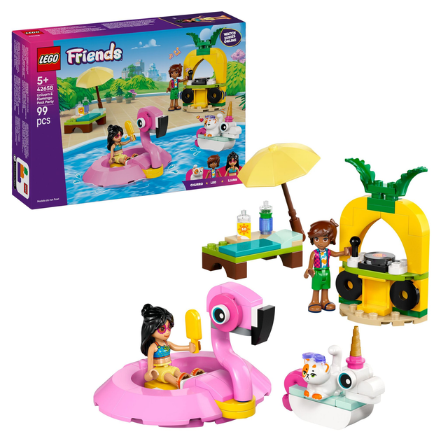 LEGO 42658 Friends Poolparty mit Einhorn und Flamingo