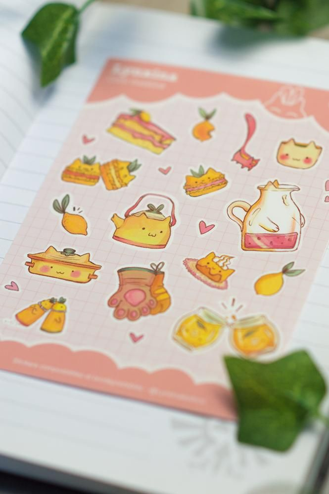 Planche stickers compostables cuisine