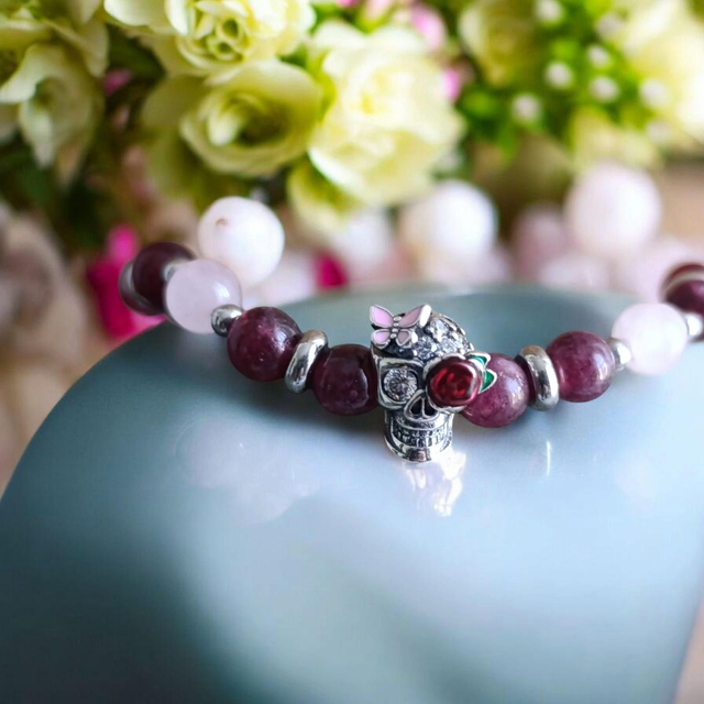 Bracelet Pandolith Grenat/Quartz rose