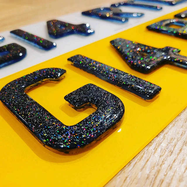 3mm Neon Blue 4D with Glitter Gel