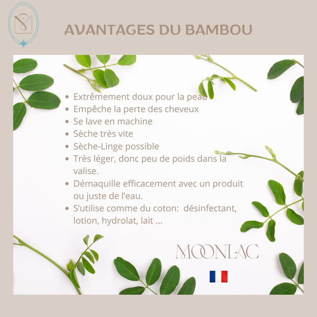 10 Lingettes démaquillantes Lavables - Double bambou - Rose