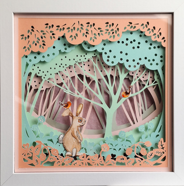 Shadow Box "Coniglio" con luce Led