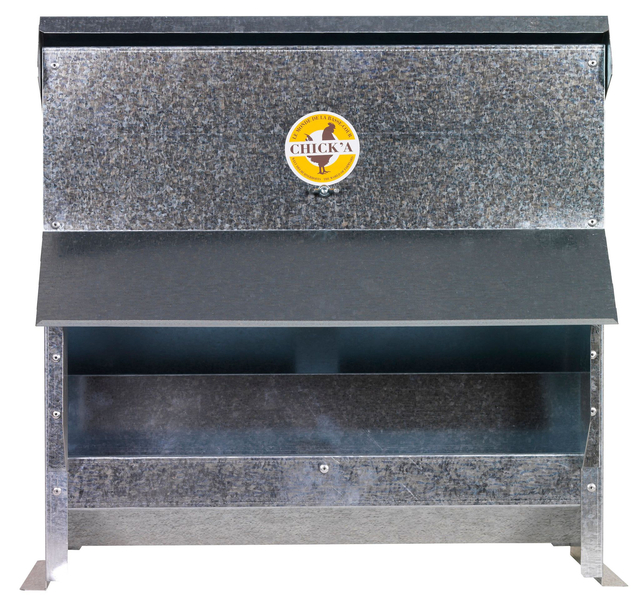 Mangeoire à trémie en acier galvanisé – 25 L pour 15 poules