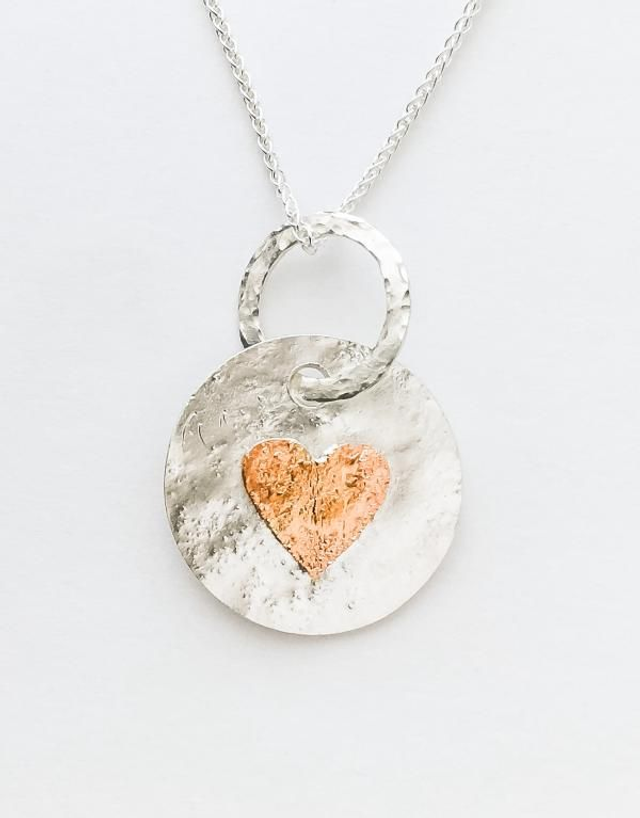 Colgante corazón en Plata 925 y cobre