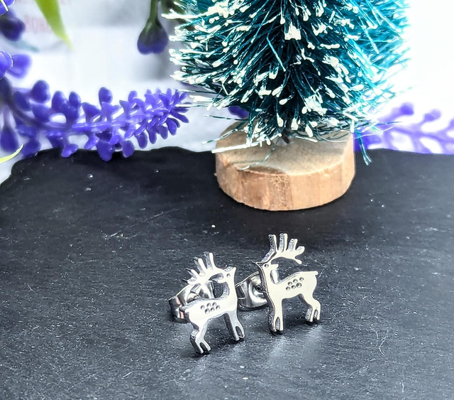 Stainless Steel Deer Stud Earrings 