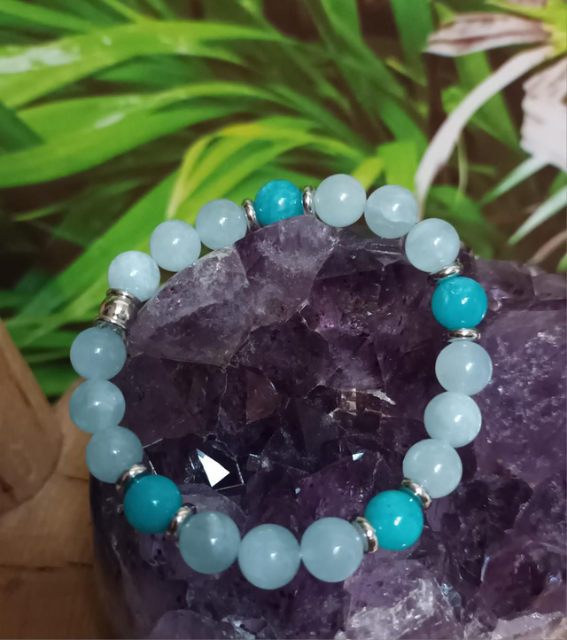 Bracelet en aigue-marine et amazonite