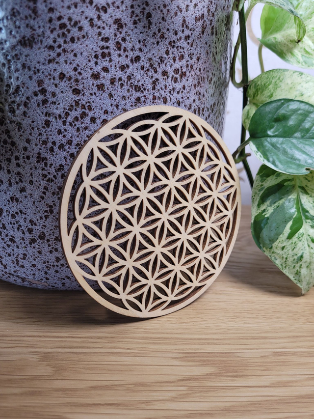 Fleur de Vie en bois naturel - 10 cm