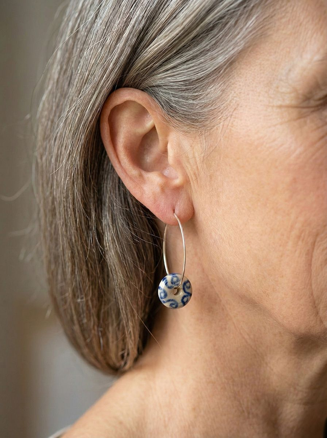 Scribble Loop Earrings - Blue