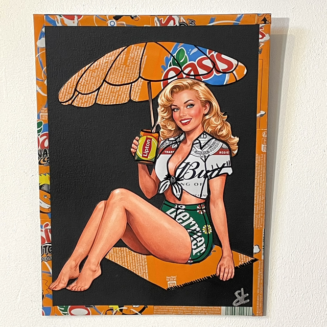 Tableau pin-up fond noir 