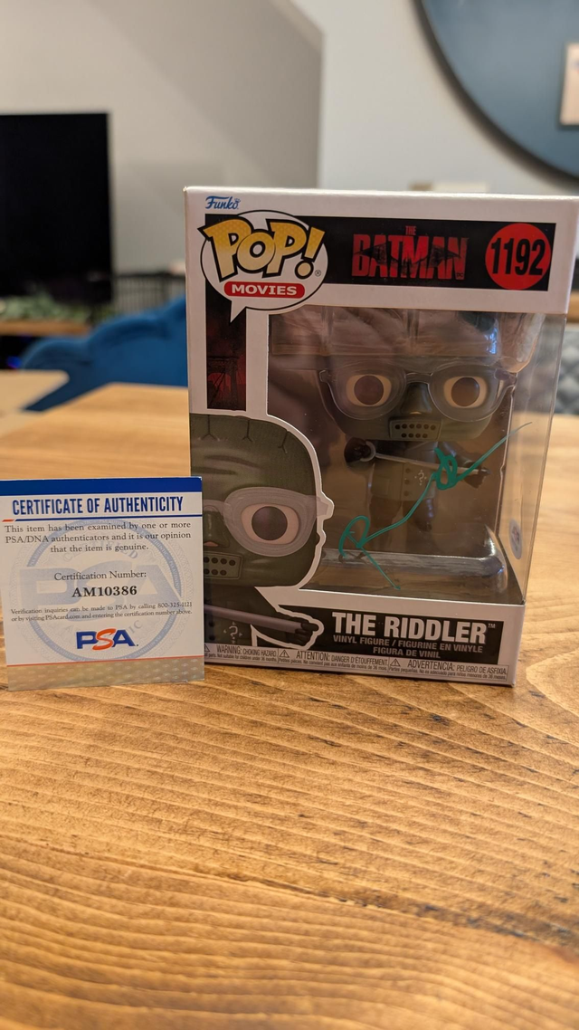 Funko Pop DC The Batman Riddler 1192 Signed by Paul Dano with PSA COA