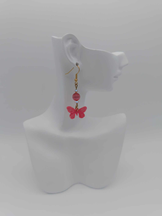 Boucles d&#039;oreilles en porcelaine froide Papillon avec perles Swarovski 