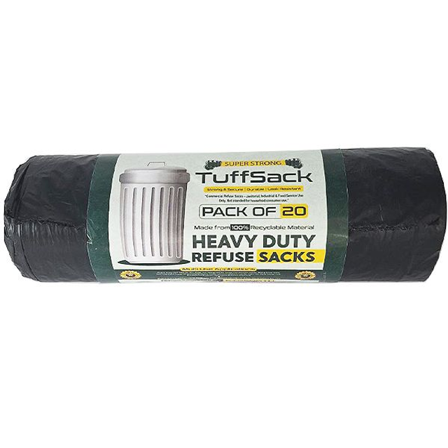 Tuffsack Heavy Duty strong Refuse Sacks Black 70L large bin bags - £2.00 a pack
