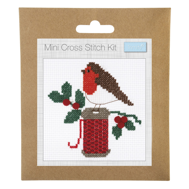Counted Cross Stitch Kit: Mini: Christmas: Robin