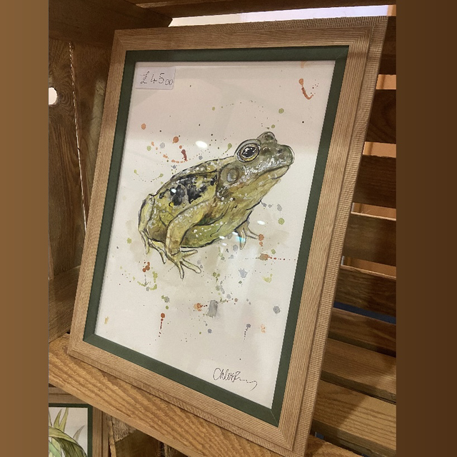 Original ‘Ribberto’ A4 frgo painting in light wood and khaki frame 