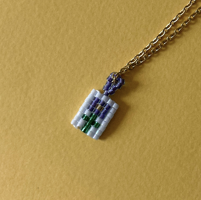 Collier tissé fleur 03