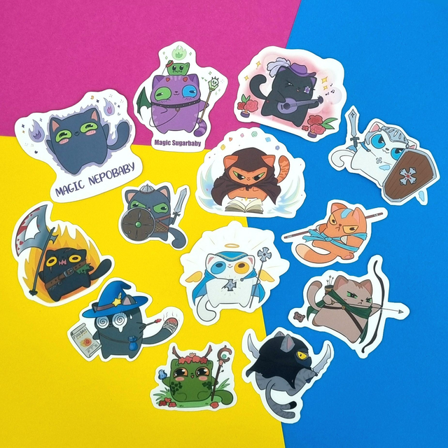 DnD Cats ABSOLUTE PACK (13pcs / 15pcs) | Classes | STICKERS 