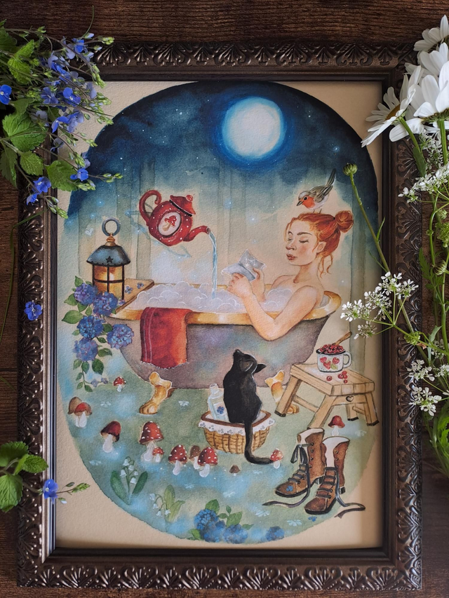 Bain floral sous la lune