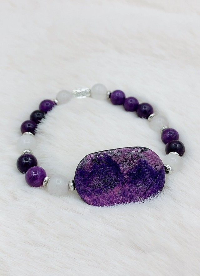 Bracelet " Eclat Naturelle" et pierre de quartz et agate teintée