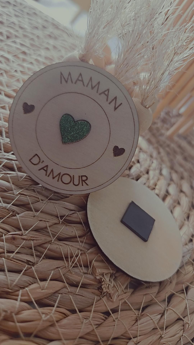 Magnet en bois &quot;Maman d&#039;amour&quot;