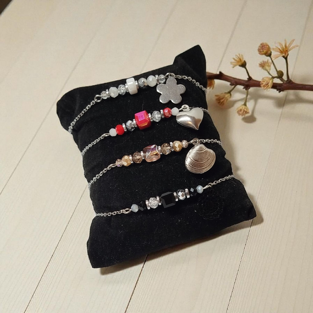 Bracelet acier inoxydable noir et argenté