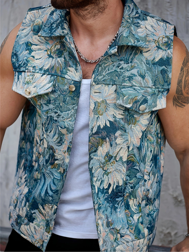 Men's Sleeveless Floral Print Vest