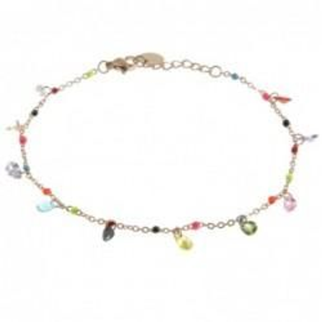 Cavigliera donna in acciaio colore rosa  con perline bijoux 